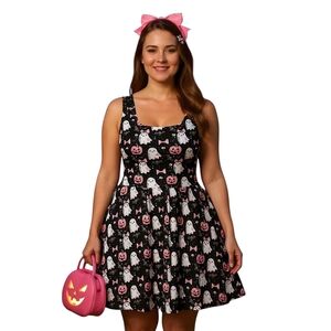 Gothic Ghost Halloween Pin up Flare Pin Up Dress